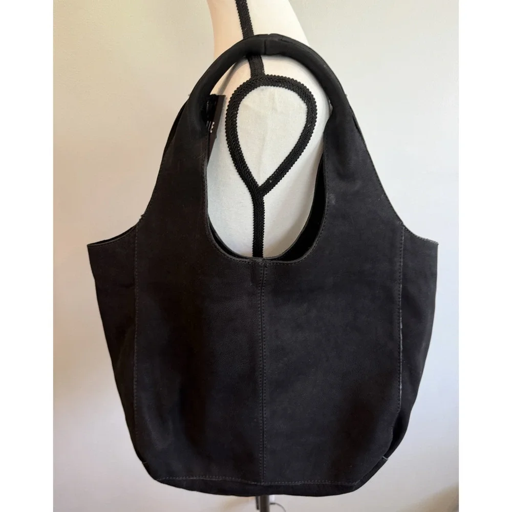 ABLE Jenifer Shopper Black Leather Suede Tote Shoulder Bag Casual Chic NWT